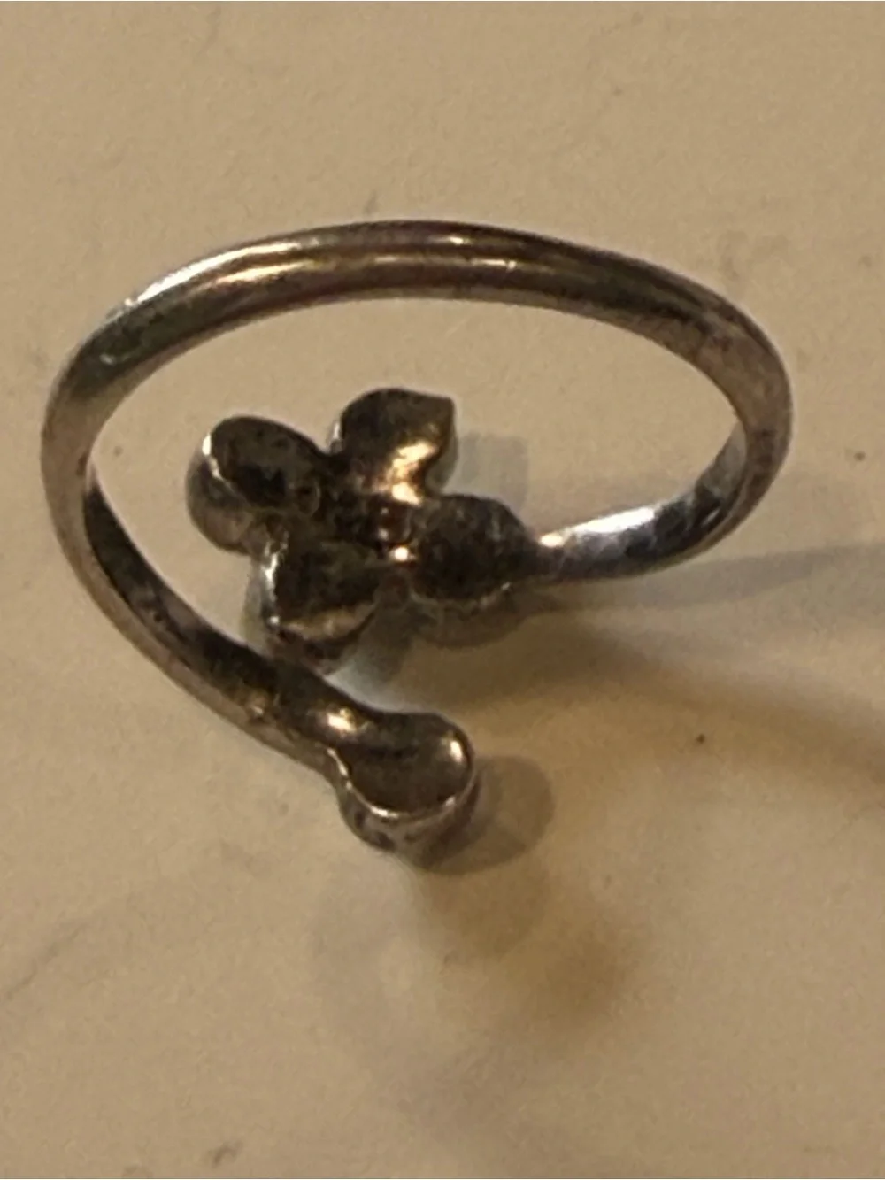 Adjustable Wrap Design 925 Sterling Silver Flower Floral Band Ring Size 5 #424